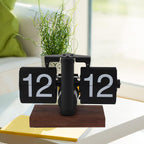 Black flip down clock with a wood base as a mid-century desk accent for the living room, study, and home office Flipping_Clock_Black_1 Flipping_Clock_Black_2