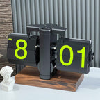 Black vintage flip clock with a walnut base as a decorative desk and shelf piece for a study or home office Flipping_Clock_Black_1 Flipping_Clock_Black_2