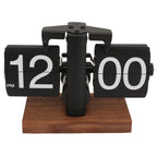 Black mechanical flip clock on a solid wood base as a vintage desk accent for a home study or office shelf display Flipping_Clock_Black_1 Flipping_Clock_Black_2