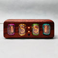 Mid century and Nordic style tube clock with a warm amber glow that suits a minimalist desk or living room shelf Rosewood Horizontal