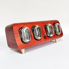 Bluetooth nixie clock with app time and alarm control plus a four digit amber tube display for a modern desk setup Black Walnut Horizontal