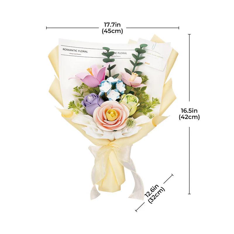 Everlasting flower bouquet building kit for adults that stands on shelves and tables as a home decor centerpiece