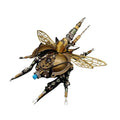 3D metal mechanical beetle model kit with voice activated light and rotating body as interactive adult desk decor