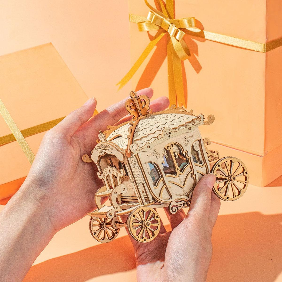 Vintage European coach wooden puzzle kit, a hands-on birthday and holiday gift for history buffs and model collectors