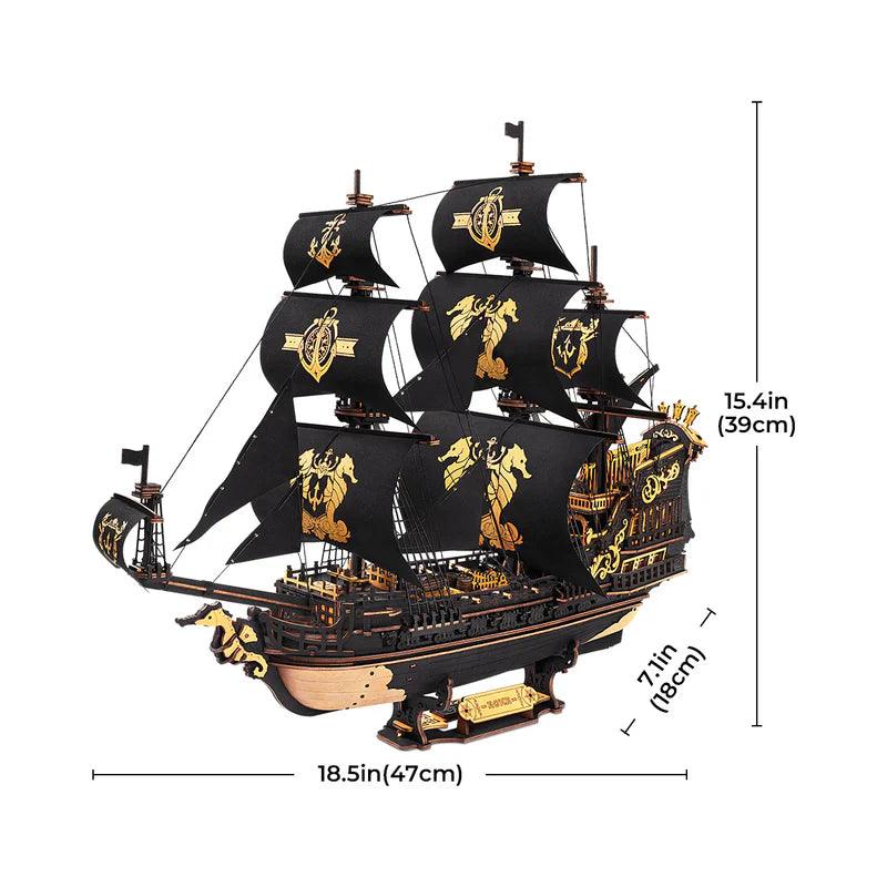 Royal Galleon Warship wooden ship model at 1:100 scale standing 47cm long, tall pirate ship puzzle for model hobbyists