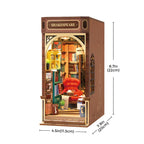 Touch LED Shakespeare bookstore book nook sized for a shelf, a miniature Tudor bookshop and literary gift for readers