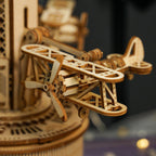 Hand-crank wooden music box kit that plays a classic melody, 255 precision-cut pieces for an intermediate build project