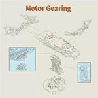 Motor gearing layout of the Sky Voyager airship puzzle showing the wooden gear train that drives the music box