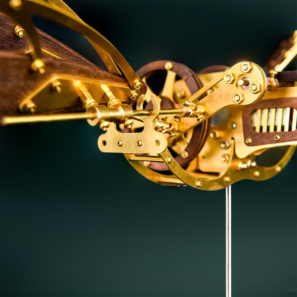 51cm wingspan 3D mechanical aircraft model with motorized wings and stainless steel detail for a display shelf piece