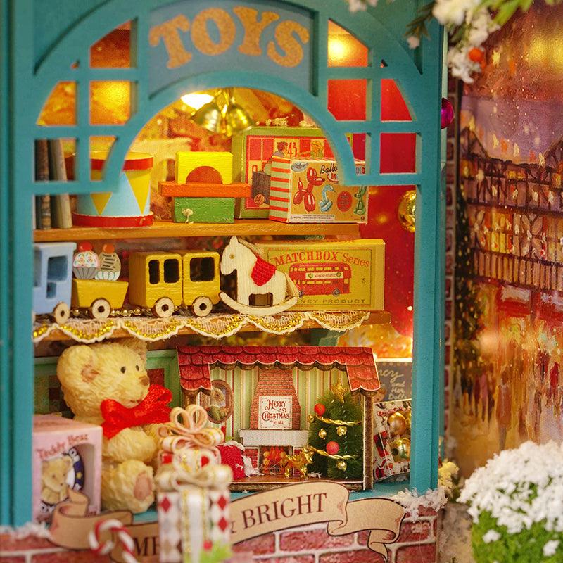Miniature toy shop dollhouse with LED lit shelves of tiny toys and gifts, a detailed 1:24 wooden box craft kit for hobbyists Dream Store