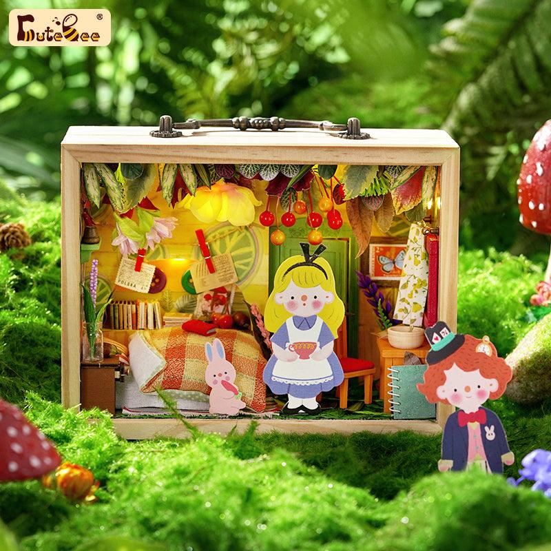 Forest House fairytale miniature dollhouse kit with LED lighting and a music box, a woodland 1:24 wooden box gift for hobbyists Forest House