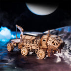 194 piece precision cut wooden rover kit with crane arm, cargo trailer and control room for hands on STEM learning