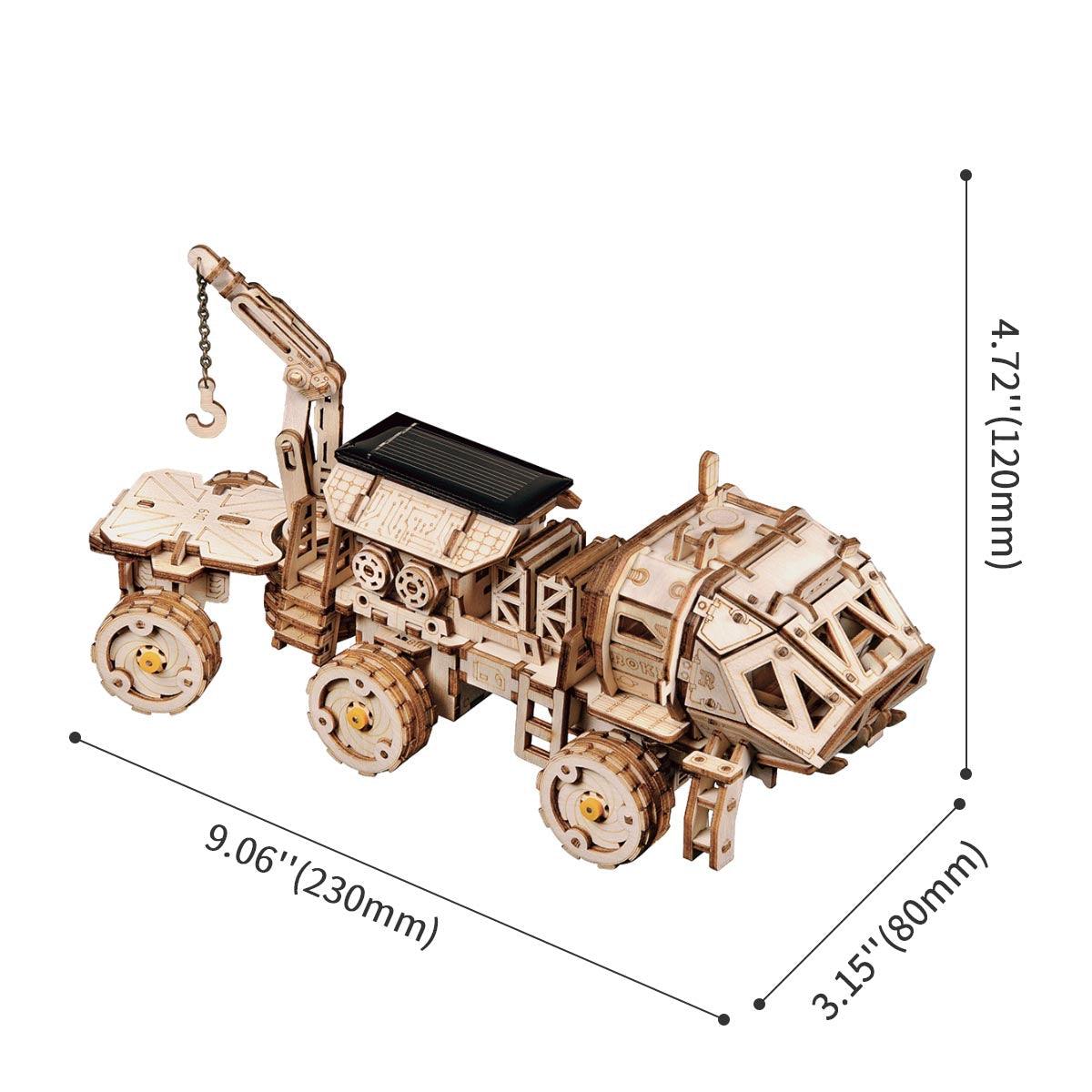 Assembled wooden rover desk decor that demonstrates renewable solar energy, hands on STEM gift for classroom or bedroom