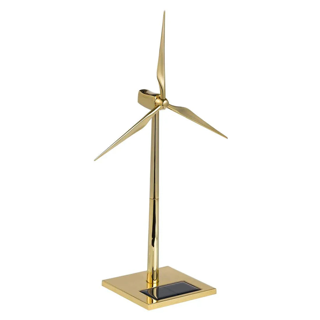 Build it yourself solar wind turbine model kit in gold zinc alloy, a self assembly desk ornament and gift for makers
