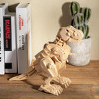 Robotic T-Rex that walks on clap commands, a wooden dinosaur shelf display and gift for young paleontologists