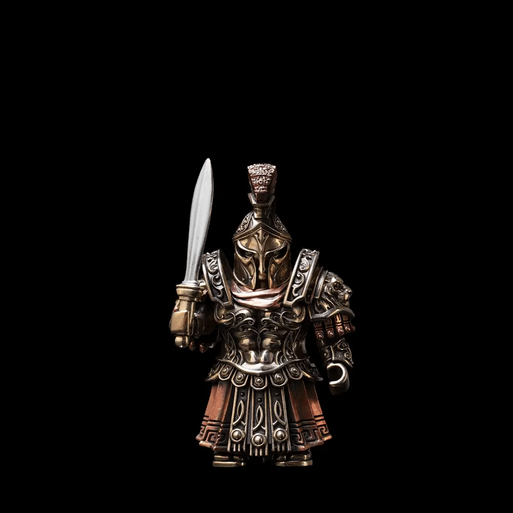 Handcrafted Spartan warrior metal figurine with Xiphos short sword and Corinthian helmet, a bronze hoplite statue for desk decor SPARTAN-FIGURINE-1