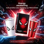 Temperature sensitive Spiderman cup with ice, thermochromic Marvel superhero tumbler that shows the red suit when cold 700ml