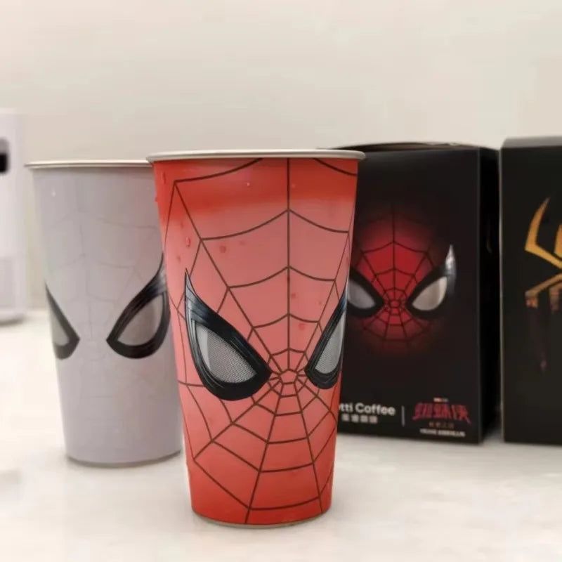 Spider-Man color changing cup turning from white to red with ice-cold drinks, cold activated Spiderman tumbler 500ml 700ml