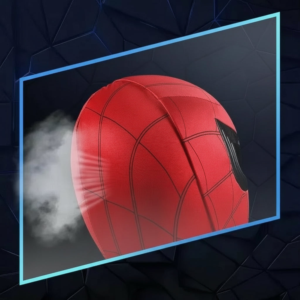 spiderman mask with moving eyes and led lights, breathable cosplay mask for kids and adults cosplay and halloween costume SPIDERMAN-MK_RED_CHIN