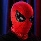 red spiderman mask with blinking led eyes and moving lenses, breathable cosplay mask for adults and comic con superhero costume SPIDERMAN-MK_RED_RING_LED