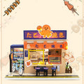 Takoyaki shop miniature dollhouse kit in 1:24 scale, a lit Japanese street food stall for adult model makers and gifts