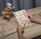 Laser-cut bamboo airship kit with press-out parts assembled by hand, an advanced mortise and tenon puzzle for adults