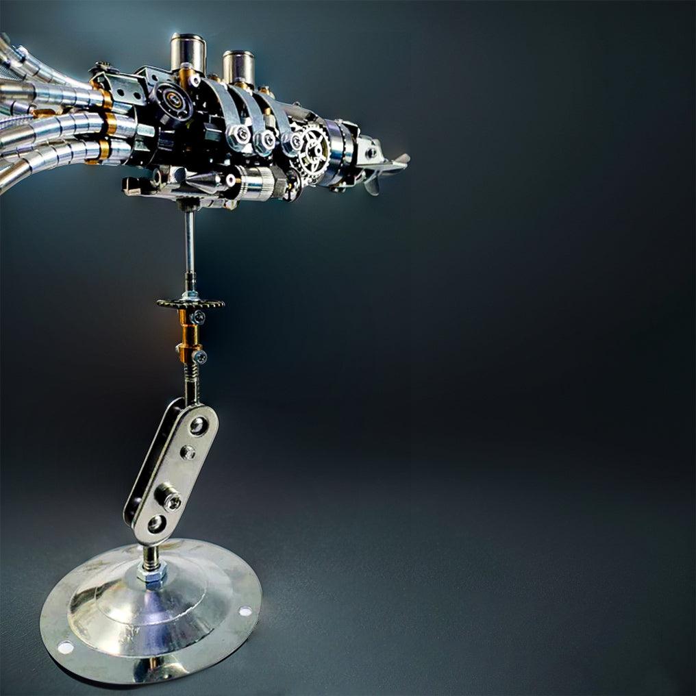 3D metal puzzle kit forming a gear driven deep sea creature for hobbyists and steampunk model collectors
