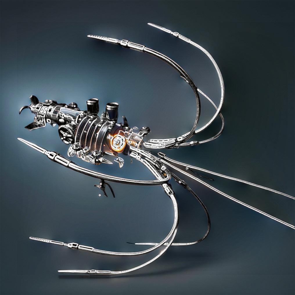 Coiling tentacle squid sculpture in stainless steel, a striking bookshelf centerpiece for mechanical art fans
