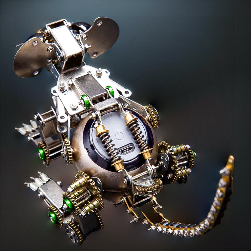 Metal animal model kit with a built-in Bluetooth speaker that plays music through the 3 to 4 hour assembly build
