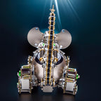 Laser cut mouse puzzle in stainless steel, iron and copper, a hands-on metal assembly kit for model hobbyists
