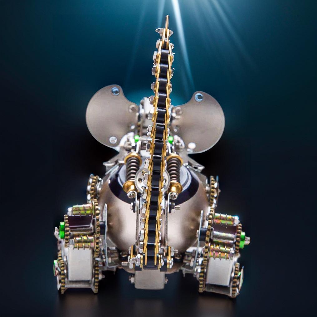 Laser cut mouse puzzle in stainless steel, iron and copper, a hands-on metal assembly kit for model hobbyists