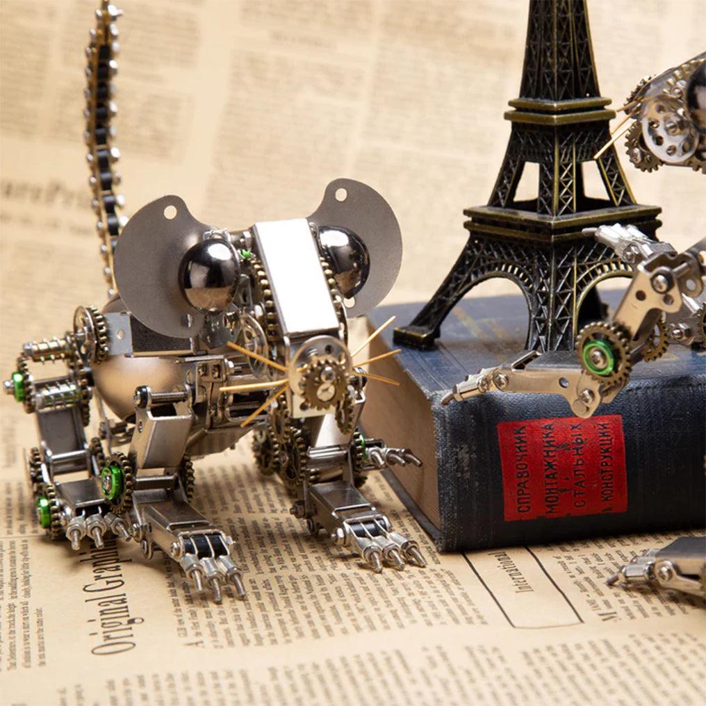Metal mouse assembly kit and desk decor gift for engineers, model builders and hands-on hobby puzzle fans
