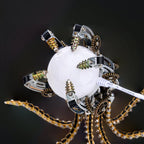 Finished stainless steel octopus lamp displayed as a collectible, a steampunk mechanical model for desk decoration