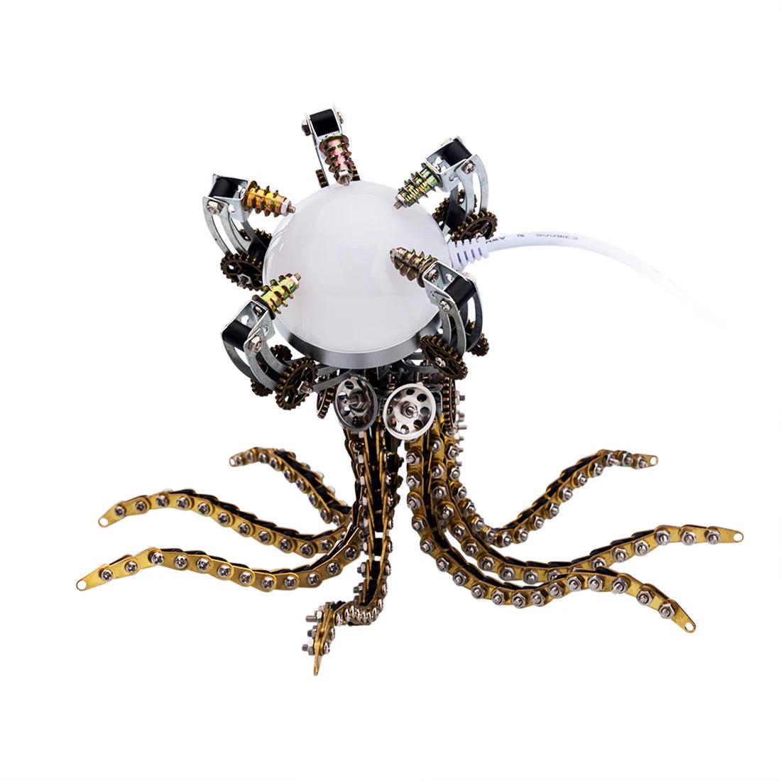 Glue free 3D metal octopus kit assembled by hand, a 1060 piece steampunk puzzle project for adult model builders