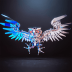 Metal owl display stand statue for bookshelf and office decor, a steampunk 3D puzzle model kit for adult hobbyists