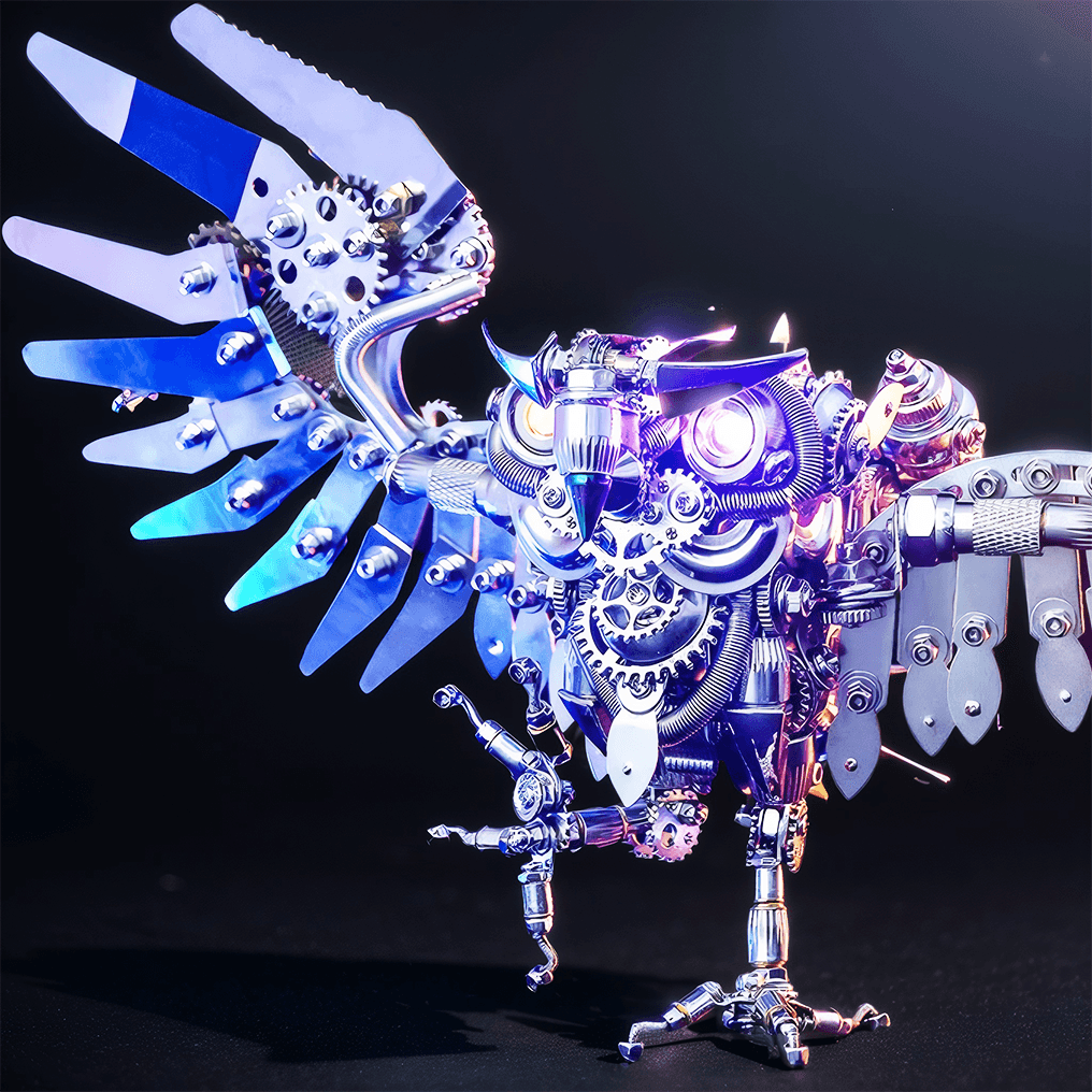 STEM engineering owl model kit, a color-changing LED puzzle gift for adult builders and nocturnal animal lovers