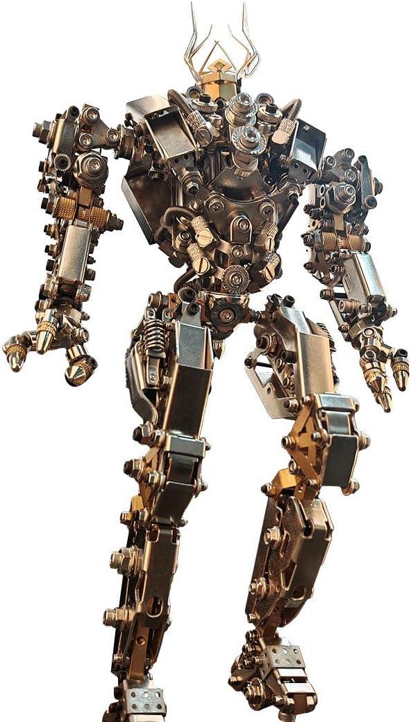 Steampunk Protoss mecha 3D metal model kit with built-in LED lights, a sci-fi robot desk display for adults