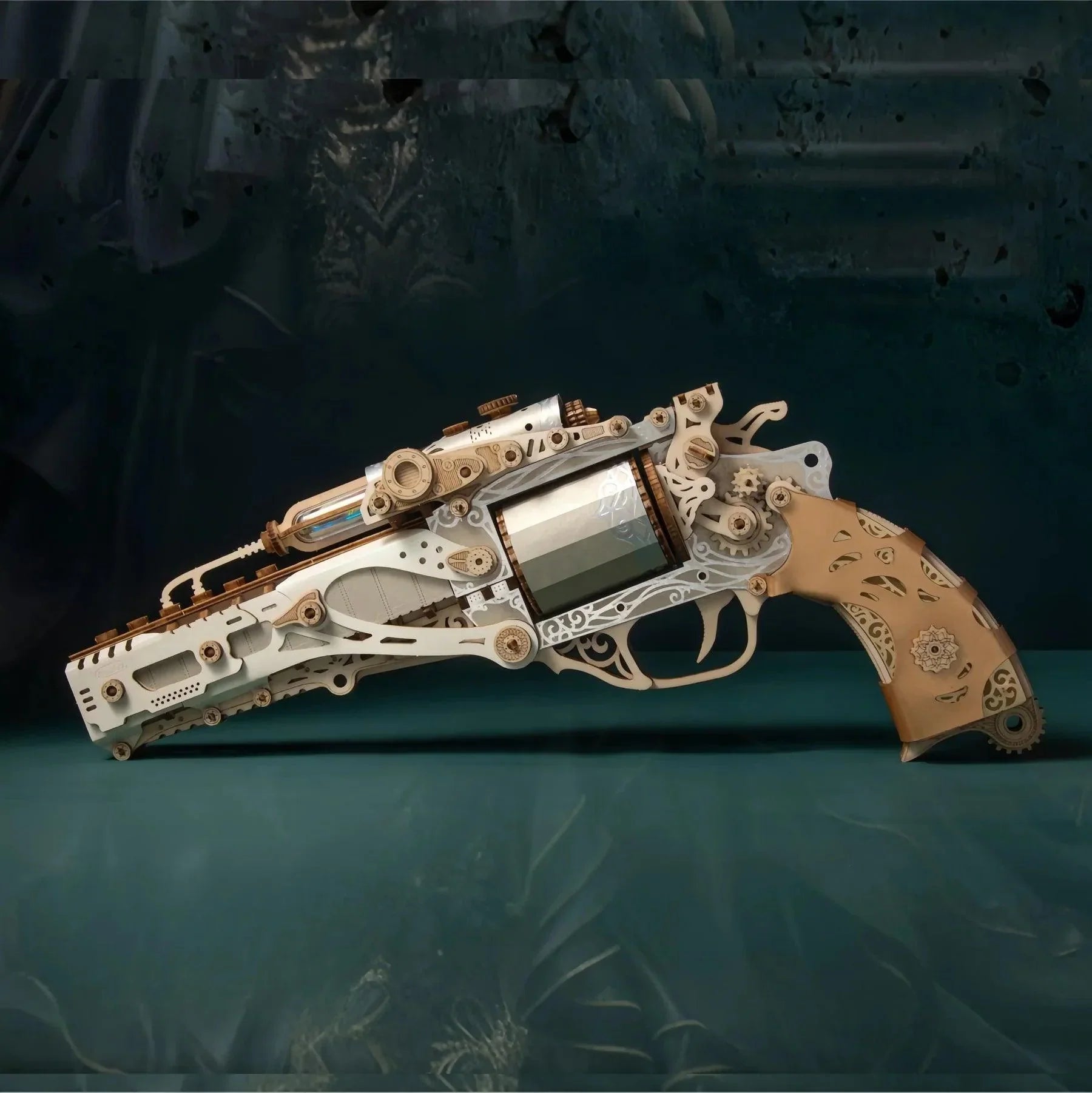 Victorian wooden revolver model with a gold barrel and ivory frame, a 176 piece laser cut puzzle and desk display for adults Victorian Elegance
