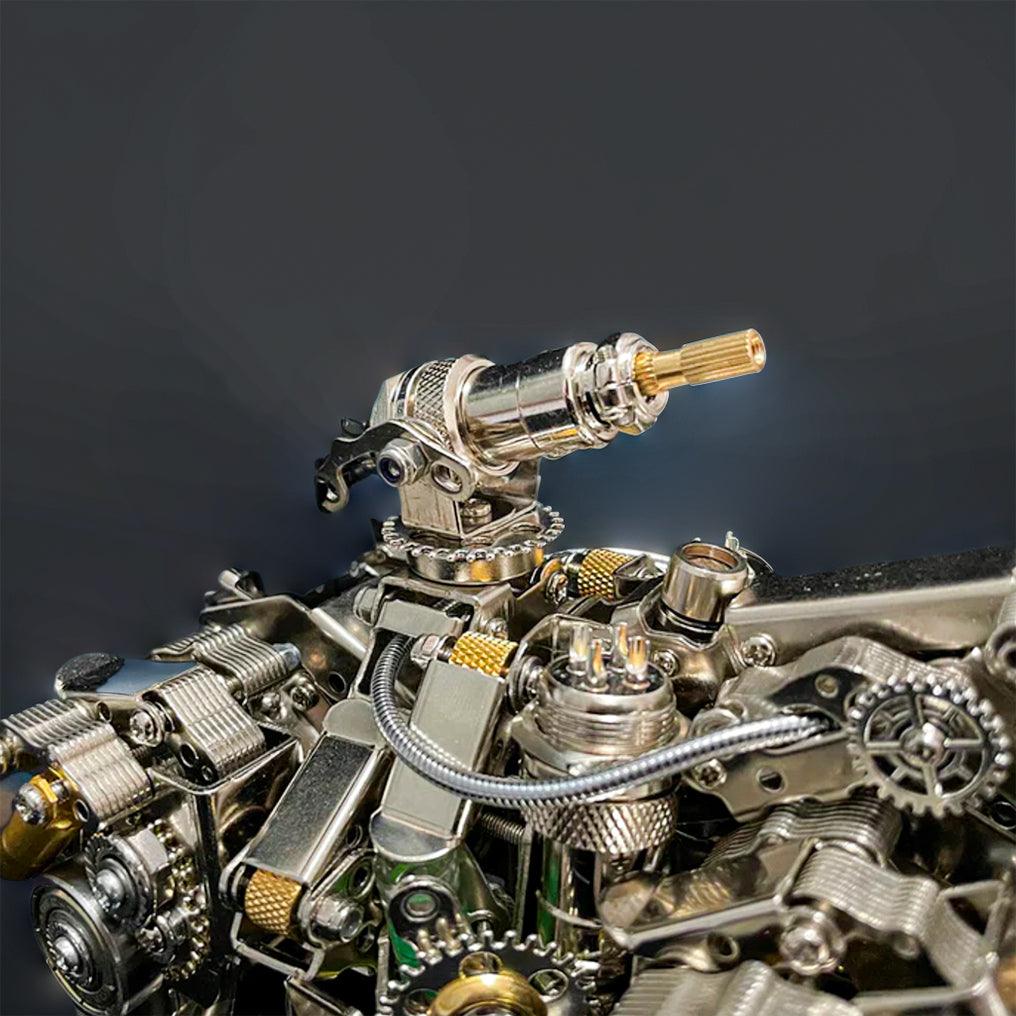 Two-in-one metal rhino kit that converts into a mechanical triceratops for two dinosaur models in a single box