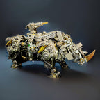 Mechanical rhino metal model including a bonus driving figure and tools for a complete steampunk hobby build