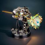 Exposed gears and precision screws give the mechanical T-Rex skull an industrial steampunk look for hobby builders
