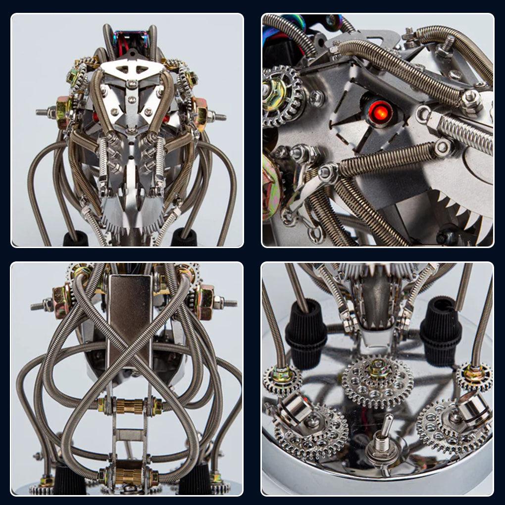 Hands on metal kit shaped with bendable wires and screws, a mechanical dinosaur build for teens and adults ages 12 up