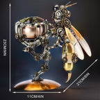Mechanical metal wasp model in a lifelike garden setting, a glowing insect sculpture built on the Star light base