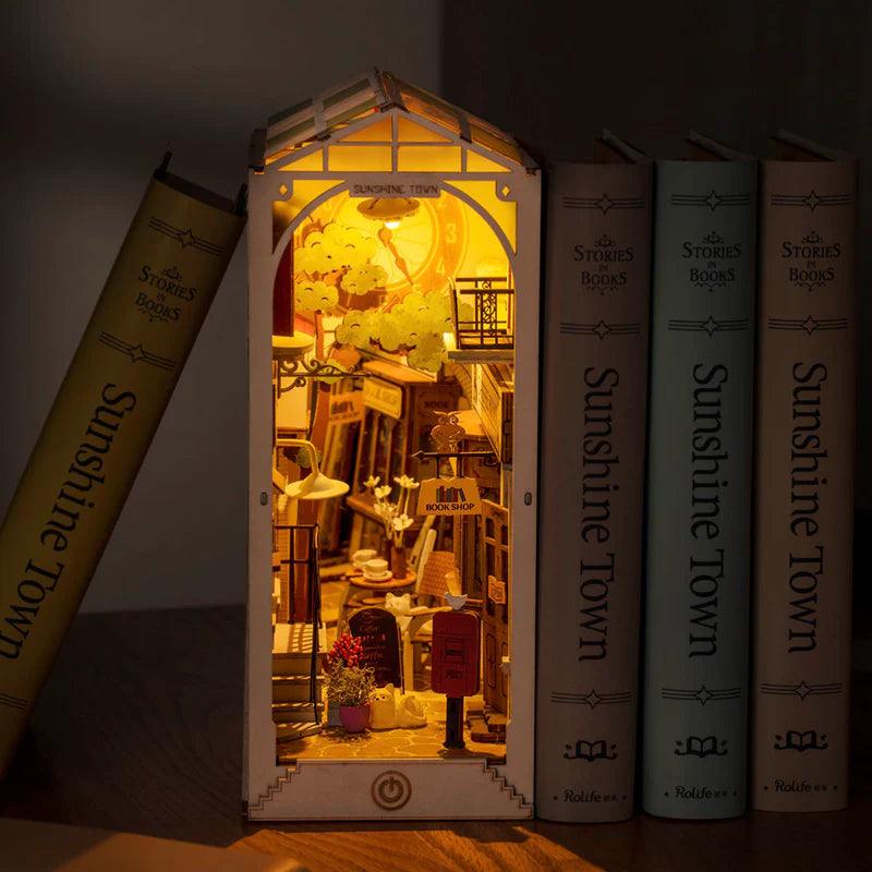 DIY book nook with 246 pre-cut pieces and illustrated instructions, a relaxing 4 to 6 hour craft project for teen hobbyists