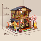 Sushi restaurant miniature kit with 1:24 scale parts, LED system and dust cover for adult beginners and gift givers