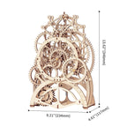 Working wooden pendulum clock model with exposed gear train, a mechanical desk timepiece and statement piece for offices