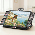 Extra large foldable puzzle board with six drawers built to store and carry 1000 to 1500 piece jigsaw puzzles Black