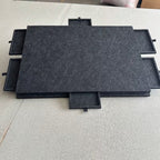 Foldable puzzle table folds flat with the puzzle in progress so you can store it upright and save table space Black Grey