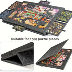 Dedicated jigsaw workspace with a felt surface and built in drawers keeps the dining table clear for meals Black