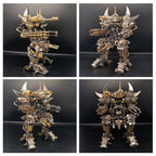 Poseable metal mecha figure set in several action stances, an articulated robot model kit for display and hobby, Without  Watch base kit.
